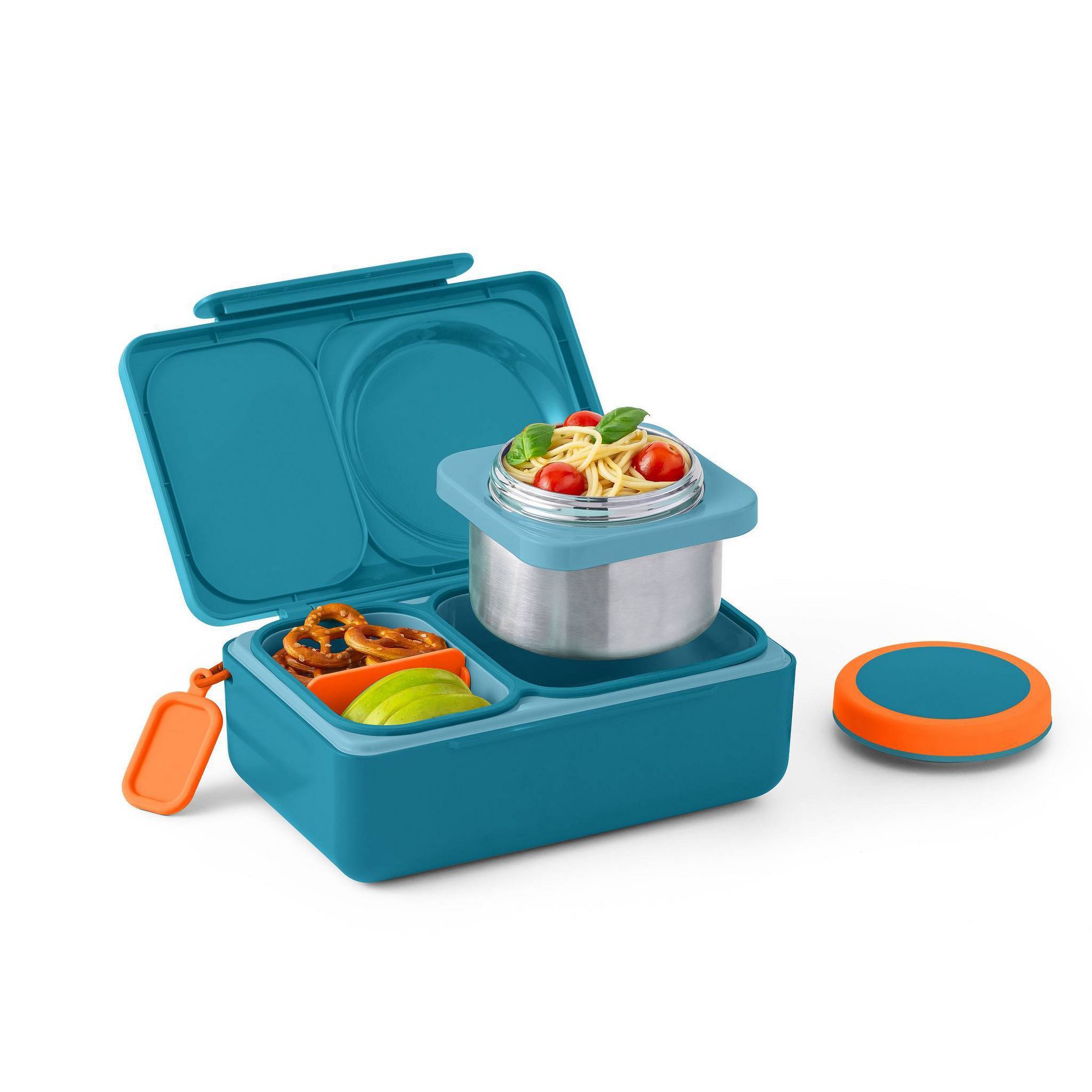 OMIEBox UP Bento Box with Thermos Food Jar 2 Compartments and Ice Pack - Teal