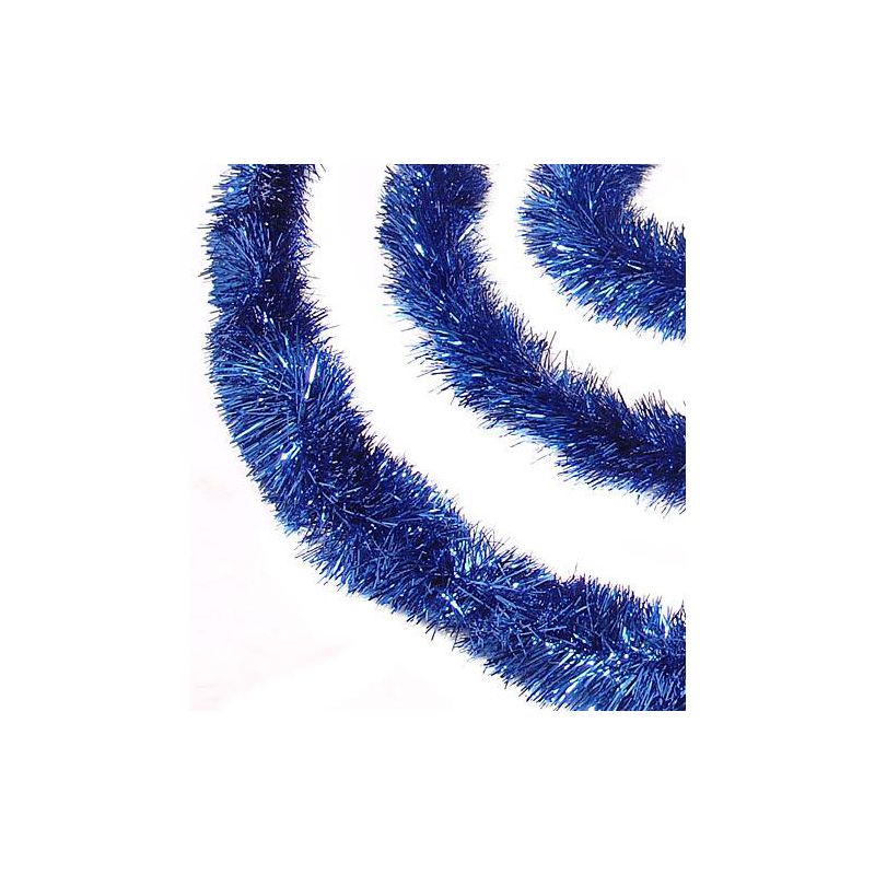 Northlight 50' x 2.5" Unlit Shiny Lavish Blue Foil Tinsel Christmas and Hanukkah Garland, 1 of 5