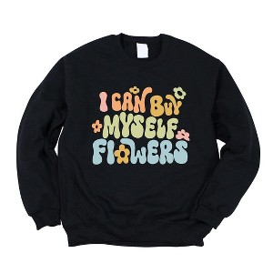 Simply Sage Market Women's Graphic Sweatshirt I Can Buy Myself Flowers Colorful - 1 of 4