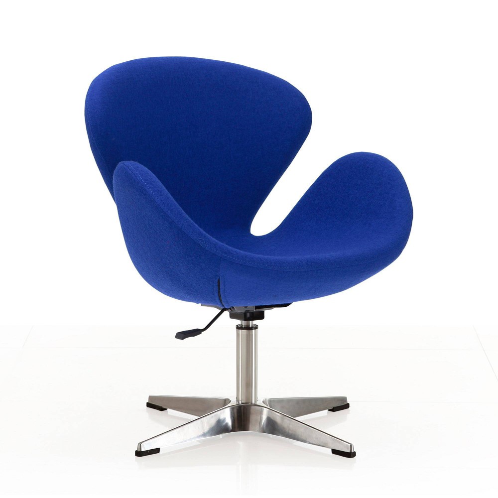 Photos - Chair Raspberry Wool Blend Adjustable Swivel  Blue - Manhattan Comfort