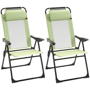 Resenkos Folding Patio Dining Chairs Set Of 2 - Black Outdoor Deck Chairs With Adjustable Sling Backs, Versatile Camping Chairs, Black - 1 of 4