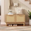 MaseiKar Shoe Storage Bench Entryway, Rattan-Like Shoe Bench with Flip Drawers, Narrow Shoe Rack Bench, Shoe Cabinet Wooden Organizer for Hallway - 2 of 4