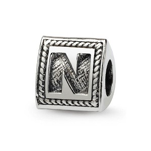 Black Bow Jewelry Triangle Block, Letter N Sterling Silver Bead Charm - 1 of 3