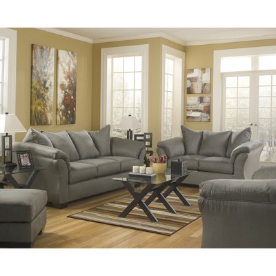 Contemporary Darcy 31" Gray Microfiber Ottoman