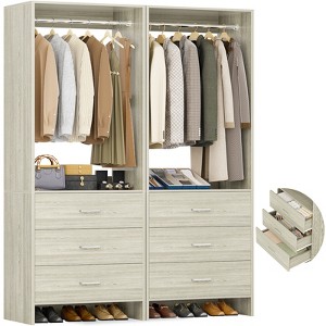 Aheaplus 24'' Freestanding Closet Organizer System with Hanging Rods and Drawers - 1 of 4