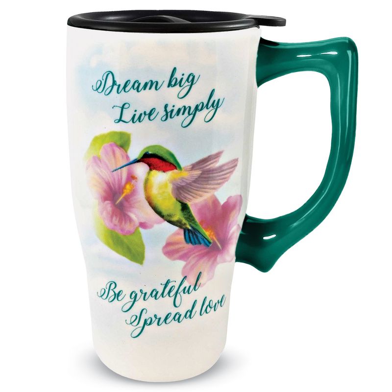 Collections Etc Dream Big Hummingbird Ceramic Travel Mug 3.5 X 5.25 X 6.5, 1 of 3