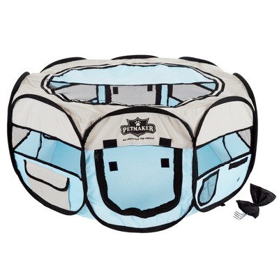Blue Portable Pop-Up Pet Playpen with Mesh Windows