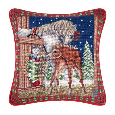 C&F Home 14" x 14" The Stable Needlepoint Pillow