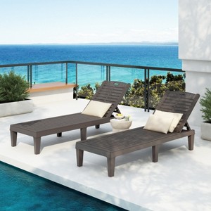 KTMBDW Outdoor Chaise Lounge Set of 2, Adjustable Pool Lounge Chair with 5 Positions Backrest, Waterproof Sun Loungers for Garden Pool Beach Patio - 1 of 4