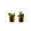 SEVOBAL Planters Set of 2 Artificial Succulent Plants 7" Tall in Glossy Black Pots for Modern Table Decor, Green, 5.5"*4.5"*7" - 2 of 4