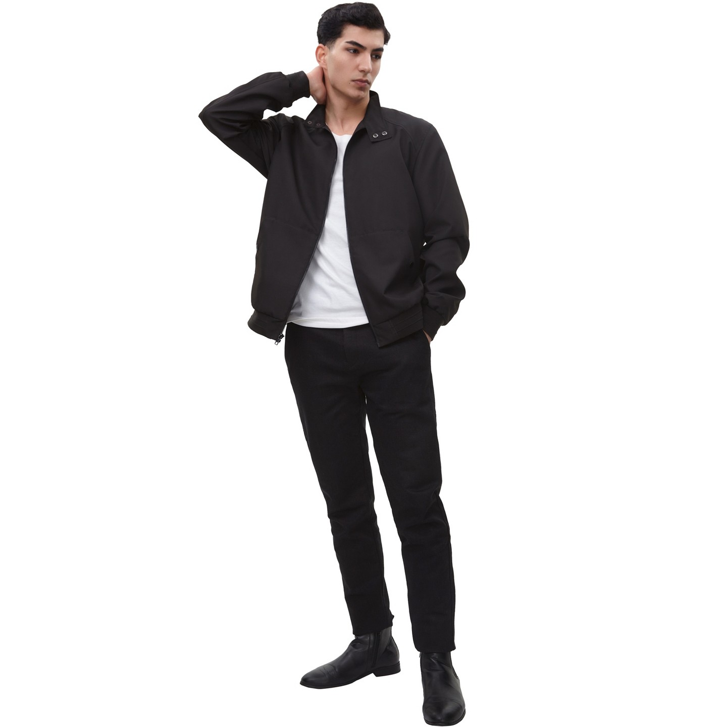 Мужская куртка Rokka&Rolla Bomber Jacket Full Zip Windbreaker-Black, цвет: Чёрный — фото 5