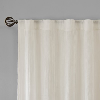 White Sheer Polyester Ground Length Curtain Panel Pair