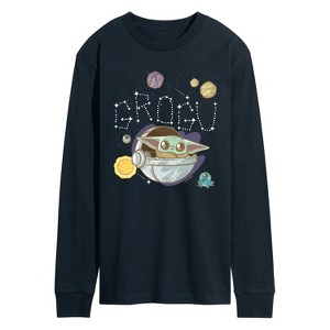 Men's - Star Wars - The Mandalorian Grogu Space- Men's Long Sleeve Graphic T-Shirt Long Sleeve Graphic T-Shirt - 1 of 3