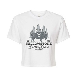 Women's - Yellowstone - Dutton Ranch Bison Sketch Cropped Graphic T-Shirt - 1 of 4