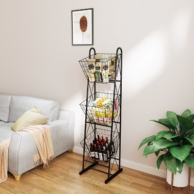 LauKingdom 3-Tier Kitchen Storage Basket Organizer, Freestanding Metal Wire Rack for Fruit, Vegetables, and Pantry Items — фото 6