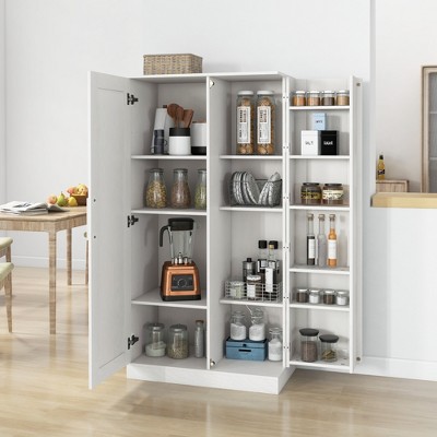 White 14-Tier Freestanding Kitchen Pantry Cabinet