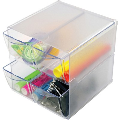 Clear Polystyrene 6" Stackable Desk Drawer Organizer Cube