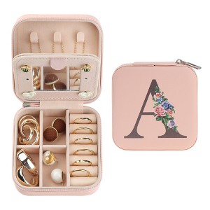 Unique Bargains Portable Mini PU Leather Storage Display Holder Jewelry Box with Mirror for Women - 1 of 4
