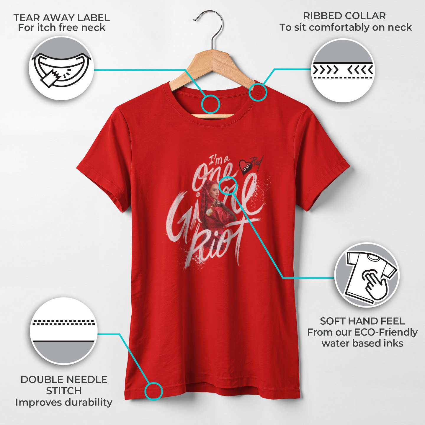 Футболка Descendants: The Rise of Red I'm a One Girl Riot T-Shirt - Red для девочек, цвет: Красный — фото 3