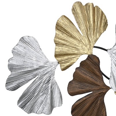 Metallic Leaves Textured Metal Wall Sculpture