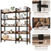 65.4-inch corner bookshelf, five-layer, convertible storage shelf with 4 hooks, fixed panel, metal frame, suitable for living room, bedroom, study - 3 of 4
