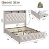 Bed Frame, Platform Velvet Upholstered Bed Frame with 4 Storage Drawers, USB Charging Station, Led Lights, No Box Spring Needed, Easy Assembly - 3 of 4