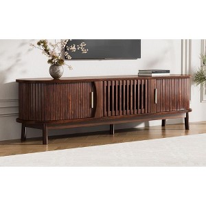 PAGED Rattan TV Stand, Modern Farmhouse Media Console Table with Solid Wood Legs, TV Stands for Living Room - 1 of 4
