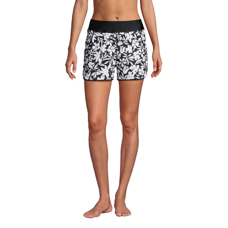 Lands' End Women's 3" Quick Dry Elastic Waist Board Shorts Swim Cover-up Shorts with Panty, 1 of 7