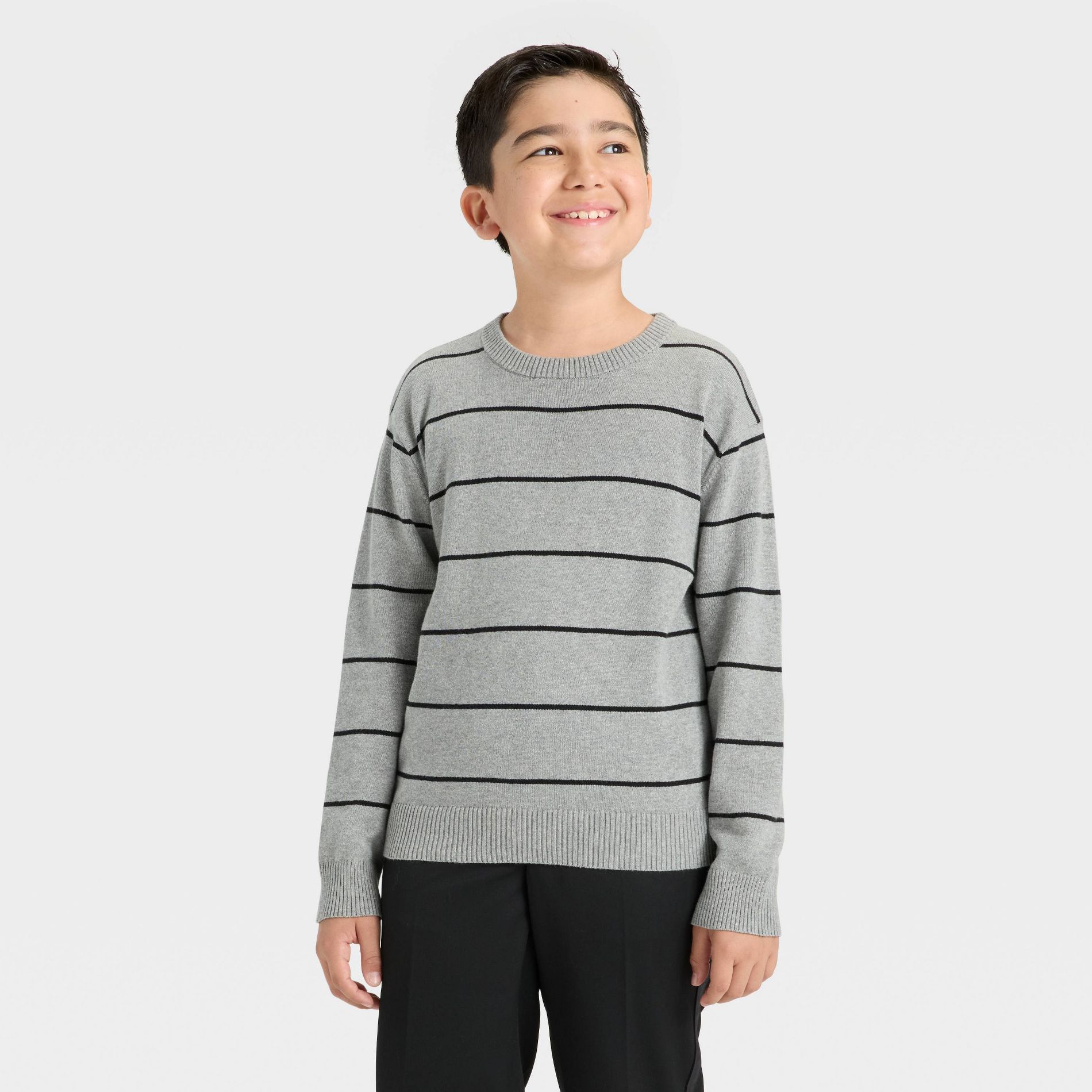 Boys' Striped Pullover Sweater - Cat & Jack™ Olive Green/Cream