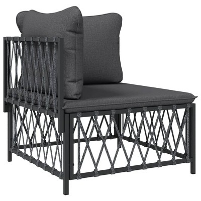 vidaXL Patio Corner Sofa - Anthracite Color, Durable Woven Fabric Material, Powder-Coated Steel Frame, Comfortable Cushions