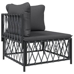 vidaXL Patio Corner Sofa - Anthracite Color, Durable Woven Fabric Material, Powder-Coated Steel Frame, Comfortable Cushions - 1 of 4