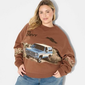 Women's Chevy Blazer Fleece Graphic Sweatshirt - Light Brown - 1 of 3