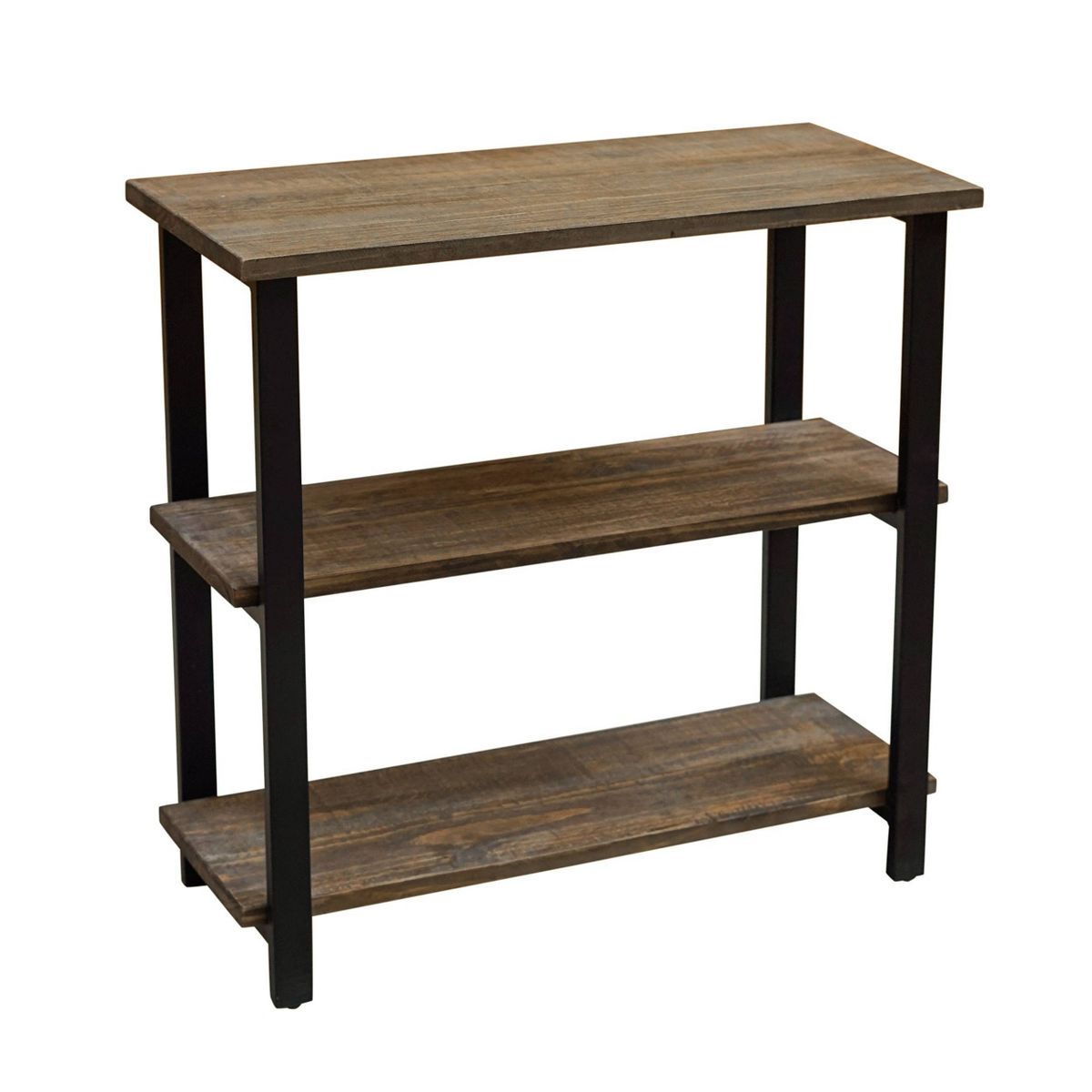 31" Pomona 2 Shelf Bookshelf Metal and Solid Wood Natural - Alaterre Furniture - thumbnail 2