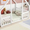 Okak Twin/Full Size House-Style Bed Frame with Fence Guardrails,Modern Floor Bed for Toddlers/Kids Bedroom - 4 of 4