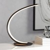 360 Lighting Curved Arc 15 1/4" High Small Modern Accent Table Lamp LED Black Metal Single White Shade Living Room Bedroom Bedside Nightstand House - 2 of 4