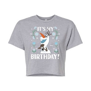 Women's - Disney - Olaf It's My Birthday Cropped Graphic T-Shirt - 1 of 4