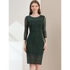 Allegra K Women's Slim Fit Elegant Mesh Sheer Long Sleeve Stretch Knit Floral Lace Bodycon Dress - 2 of 4