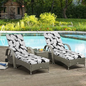 2 Pcs Set Indoor/Outdoor Chaise Lounge Chair Cushion Outdoor Furniture Cushion with Ties - 1 of 4