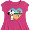Girls' - Peanuts - Snoopy Woodstock Beach Heart Fit & Flair Cap Sleeve Dress - 2 of 4