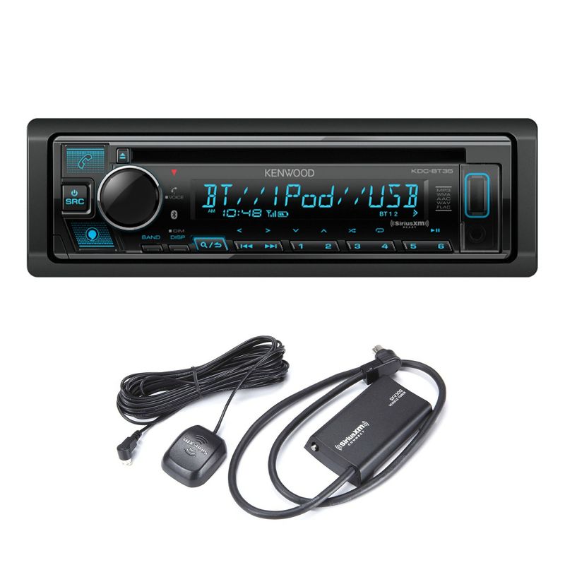 Kenwood KDC-BT35 1-DIN CD Receiver, Bluetooth, Alexa Built-in with a Sirius XM SXV300v1 Connect Vehicle Tuner Kit for Satellite Radio, 1 of 6