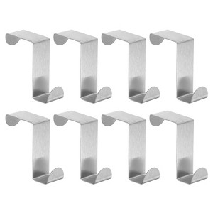 Unique Bargains Stainless Steel Reversible Uasge S-Shaped Over Door Double Hooks 8 Pcs - 1 of 4