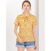 Allegra K Women's Bow Tie Neck Short Sleeve Floral Printed Chiffon Blouse - 2 of 4