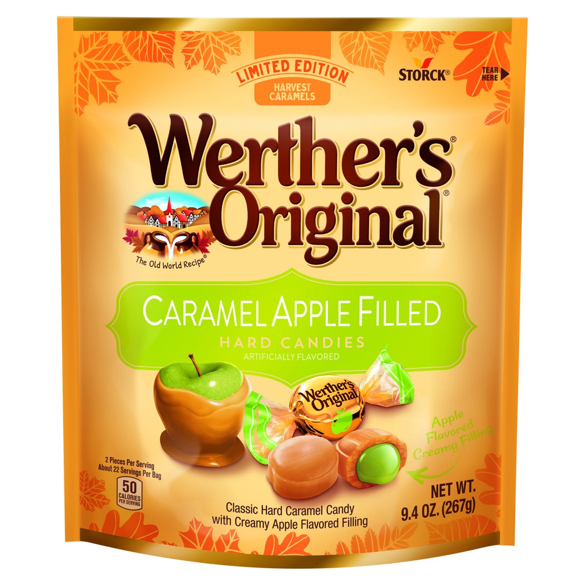 Werther's Halloween Fall Harvest Original Caramel Apple Filled Candy - 9.4oz