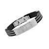 Steeltime Men's stainless steel and black rubber our father prayer id bracelet with wire inlay - 2 of 4