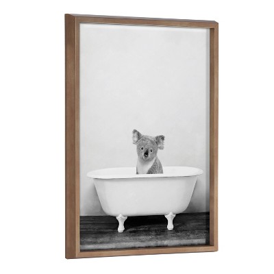 18" x 24" Blake Koala in Bathtub by Amy Peterson Framed Printed Art Gold - Kate & Laurel All Things Decor