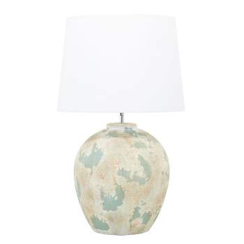 27" x 17" Ceramic Table Lamp with Drum Shade Beige - Olivia & May