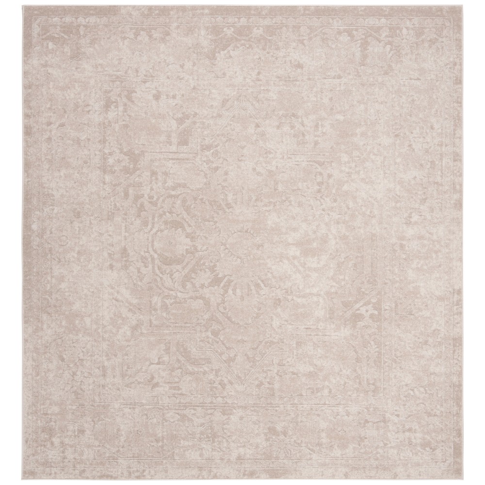 6'7inx6'7in Square Danika Floral Loomed Area Rug Cream/Ivory - Safavieh