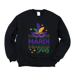 Simply Sage Market Women's Graphic Sweatshirt Mardi Gras Mask Sparkle - 1 of 3