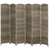 HOMCOM Room Divider, 6' Tall Folding Privacy Screen, Hand-Woven Freestanding Wood Partition for Home Office, Bedroom - 4 of 4
