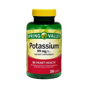 Spring Valley Potassium Heart Health Dietary Supplement Caplets, 99 mg, 250 Count - 1 of 4